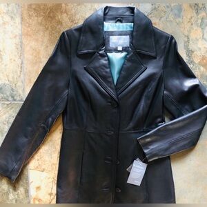 🔥Apt. 9 NWT Buttery Lambskin Leather longer length Peacoat in size Medium